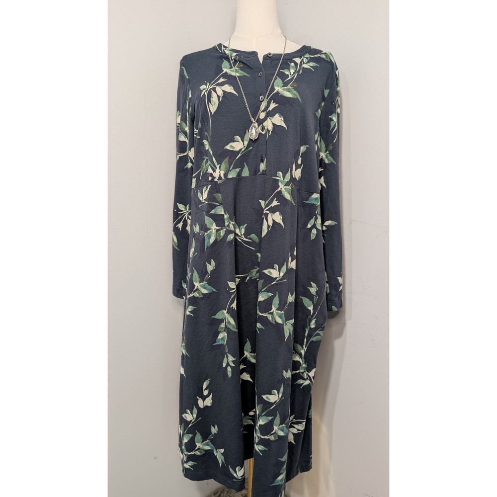 PureJill (J.Jill) Dress Casual‎ Leaf Print Button Front Midi Size M Petite